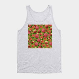 Tossed Apples on Green Fence Square Tank Top